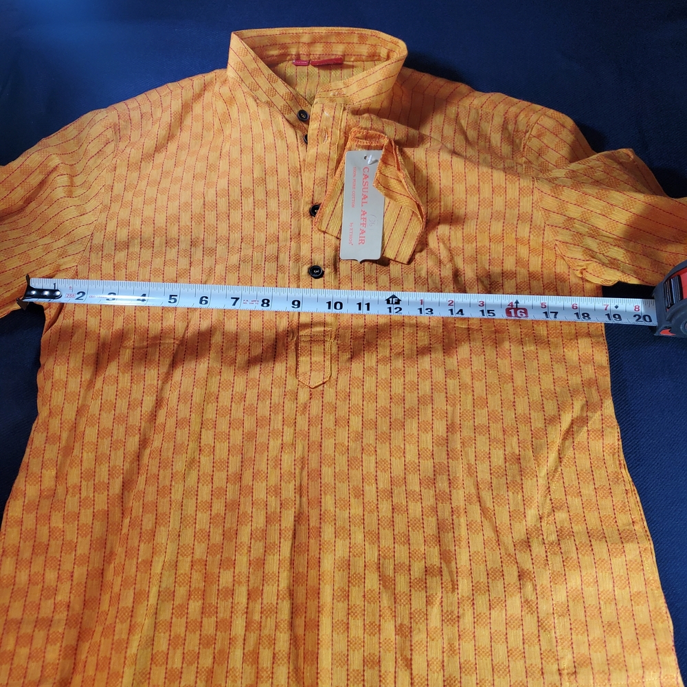 Orange Kurta With Subtle Pattern - image 8